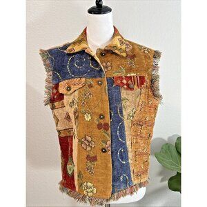 Tapestry Patchwork Wearable Art Vest By D.D.N.Y Women's Sz Large Bohemian Vibes